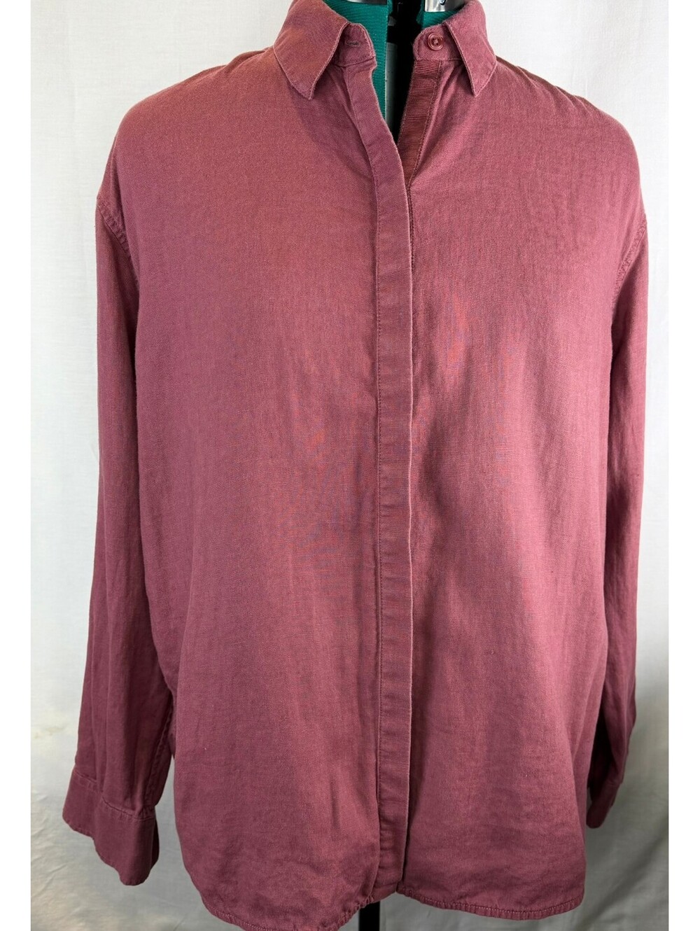 Athleta 100% Linen Playa Shirt Women’s M Tawny Rose Oversized Button Down
